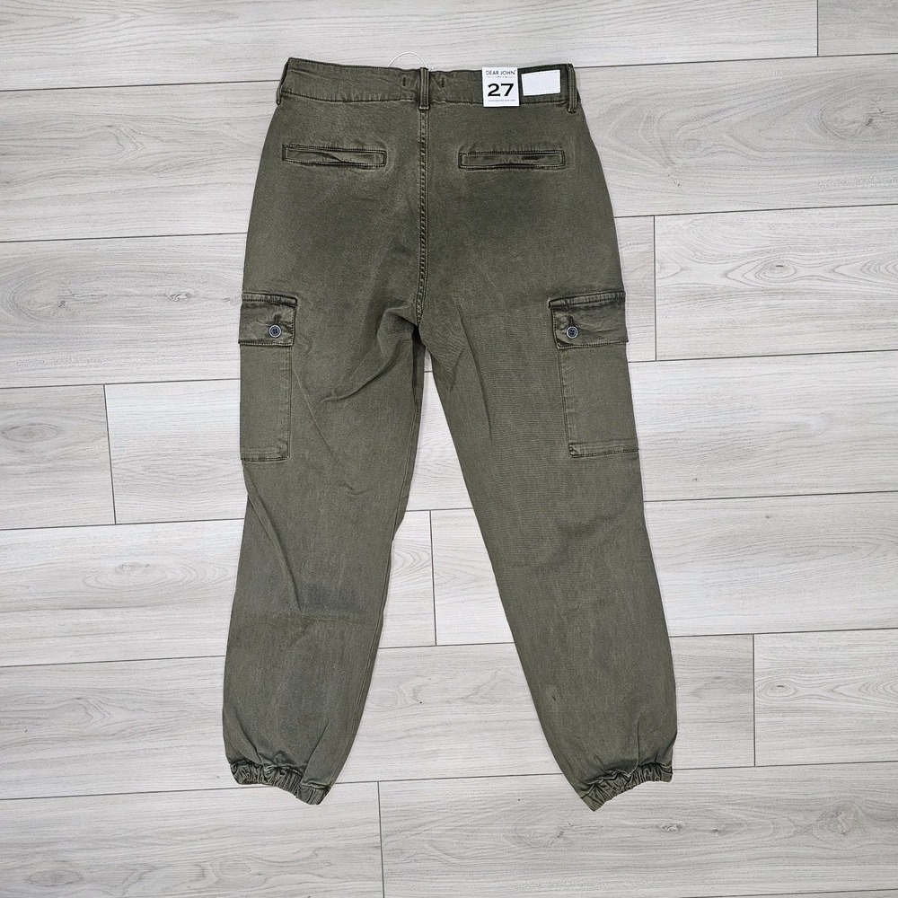 Dear John Denim Cargo Palm Green Olive Pants Joggers Womenes Size 27 NWT - Picture 3 of 11
